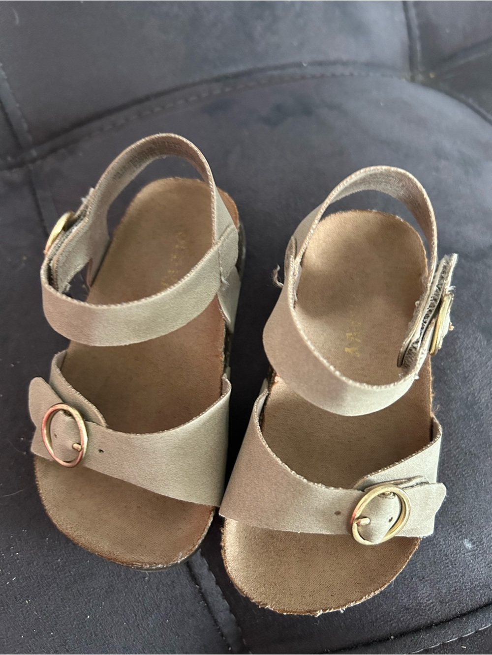 Old Navy Taupe Kids Suede Buckle Sandals